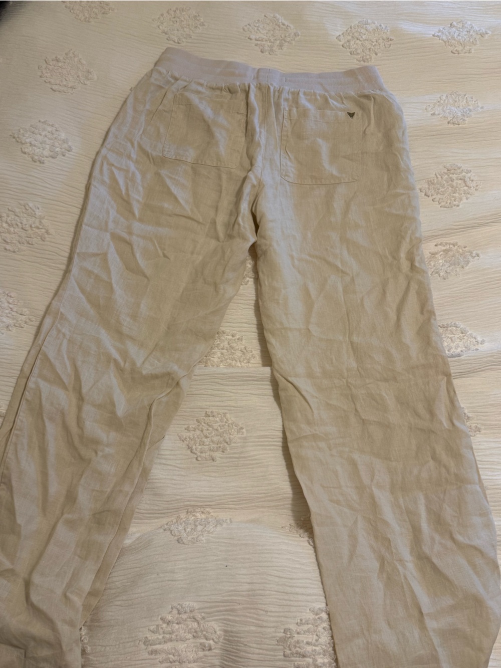 Guess women’s Beige Linen-Blend Drawstring Pants size S - Picture 4 of 5
